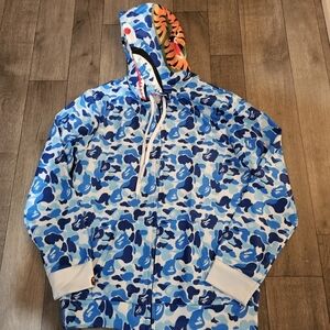 Blue Camo Shark Hoodie size large